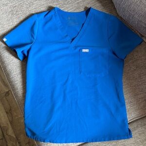 Figs Women's Bright Blue V-Neck Scrub Top